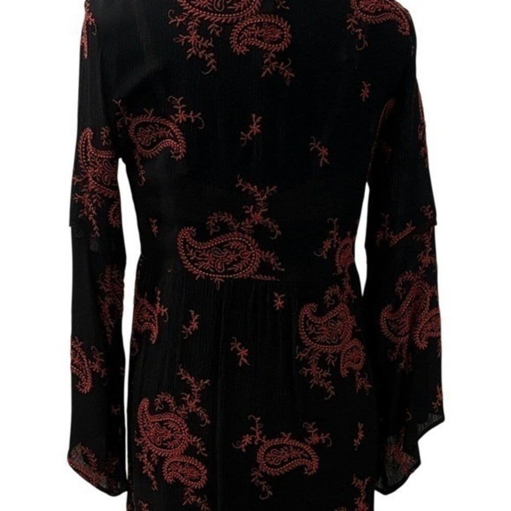 NWT Black Paisley Boho Dress Bell Sleeve Festival Western Steve Nicks Witchy - Picture 5 of 8